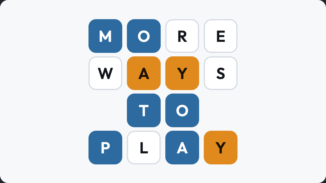 Games like Wordle: rows of tiles spelling MORE WAYS TO PLAY