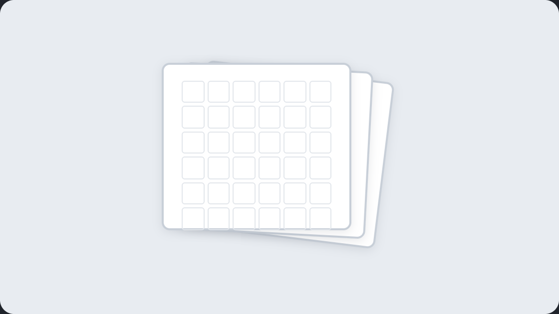 Printable word games: a fan of worksheets, the top one showing a blank grid
